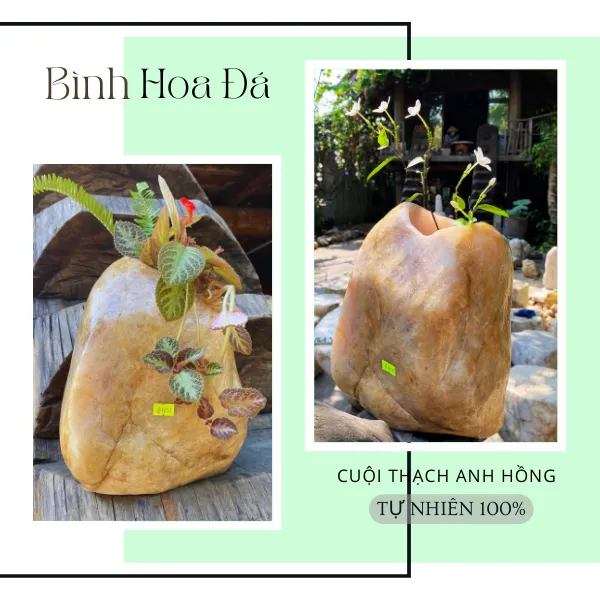 Bình hoa bằng đá tự nhiên BH01, nặng 13.5kg, kích thước 26x19.5x17 (cm)