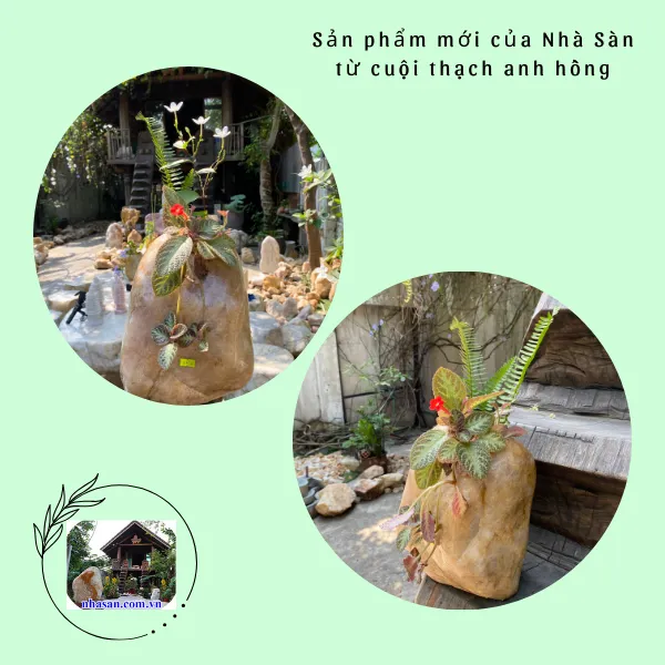 Bình hoa bằng đá tự nhiên BH01, nặng 13.5kg, kích thước 26x19.5x17 (cm)