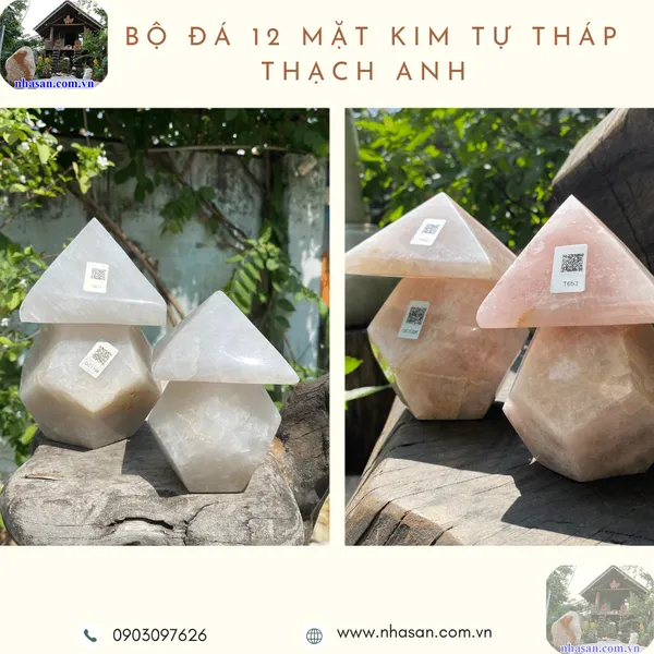 Bộ đá 12 mặt kim tự tháp thạch anh - Hóa giải vận hạn, gia tăng năng lượng
