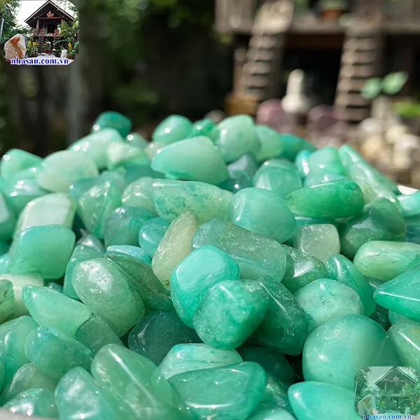 Đá thạch anh xanh vụn đánh bóng