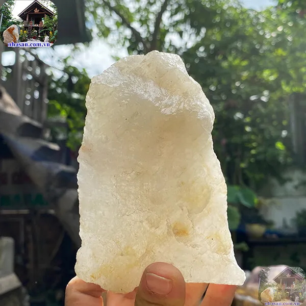 Đá thạch anh trắng thô 0.76kg (11x9.5 cm) tự nhiên vật phẩm phong thủy trang trí bàn làm việc 