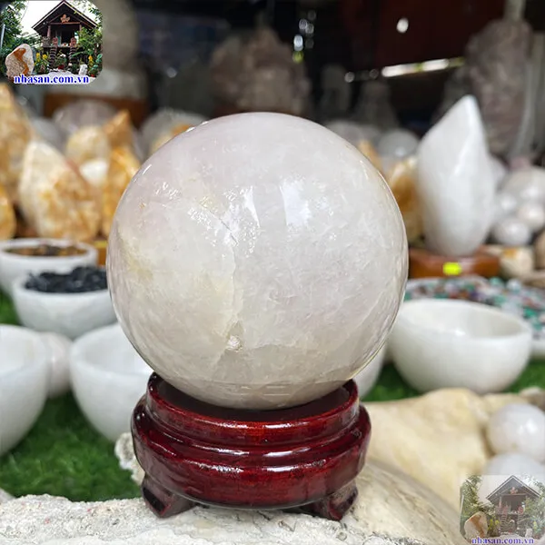 Quả cầu thạch anh hồng 9cm-1.1kg-QC1037