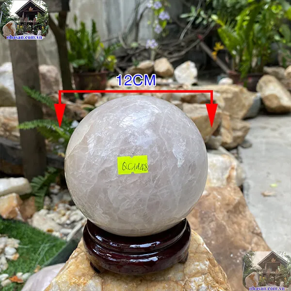 Quả cầu thạch anh hồng 12cm-2.55kg-QC1148