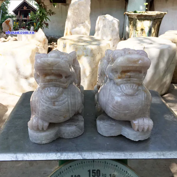 Cặp tỳ hưu đá thạch anh hồng nặng 16.5kg, cao 19cm x ngang 13cm x dài 30cm - THD01