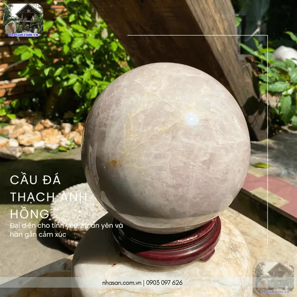Quả cầu đá thạch anh hồng - 8.6kg - 18cm - QC1454 