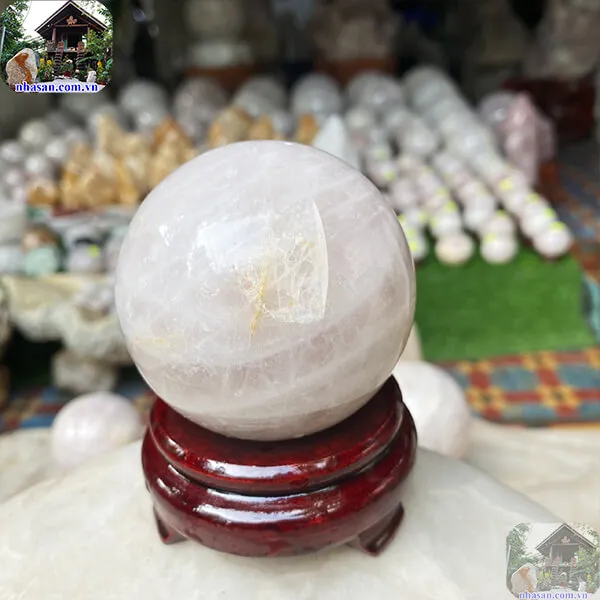 Quả cầu thạch anh hồng 7.3cm-600gr-QC1088