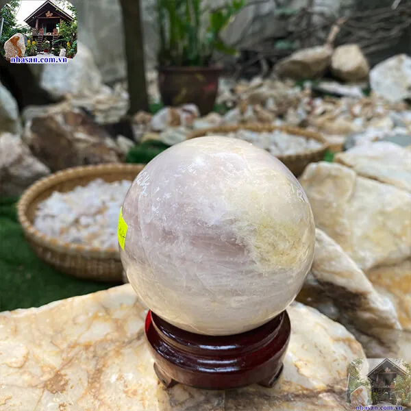 Quả cầu thạch anh hồng 10cm-1.23kg-QC1027