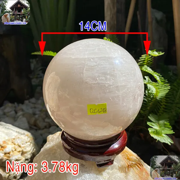 Cầu đá thạch anh QC1248, trọng lượng 3.78kg, đường kính 14cm