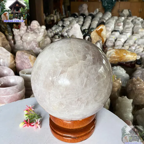 Quả cầu thạch anh hồng 18cm-8kg-QC1135