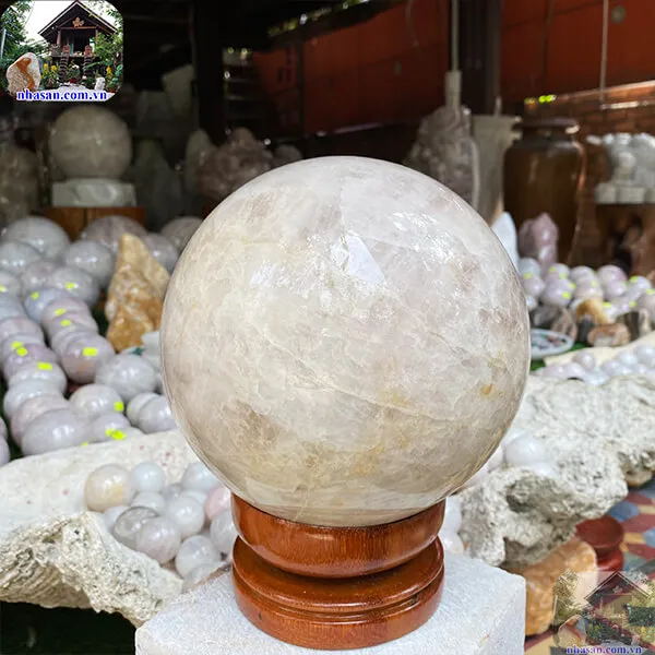 Quả cầu thạch anh trắng 19cm-9.5kg-QC1133