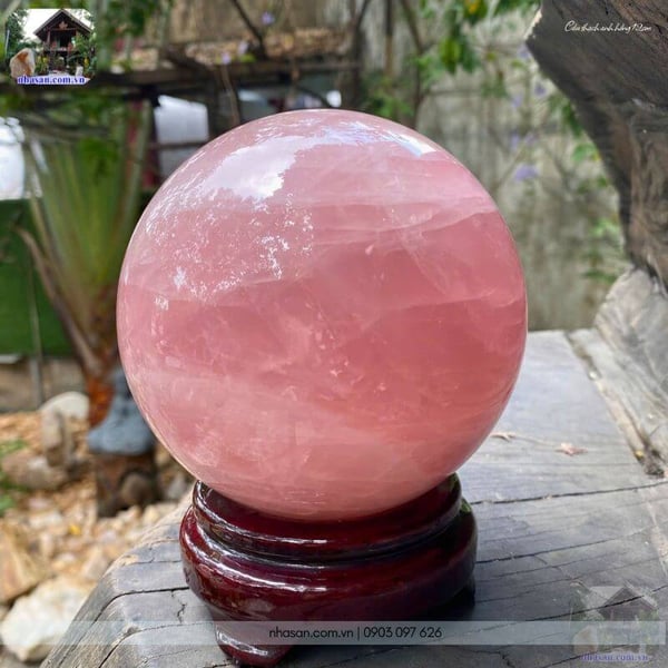 Cầu thạch anh hồng 12cm nặng 2.3kg QC1483