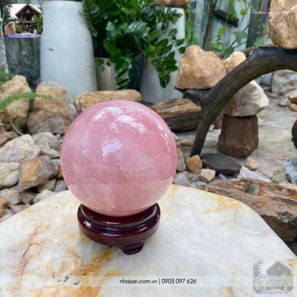 Cầu thạch anh hồng 12cm nặng 2.3kg QC1483