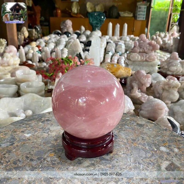 Cầu thạch anh hồng 12cm nặng 2.3kg QC1483