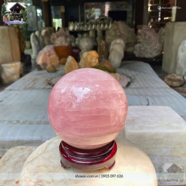 Cầu thạch anh hồng 12cm nặng 2.3kg QC1483