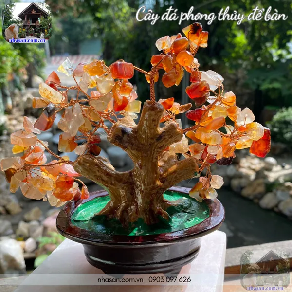 Cây đá phong thủy để bàn CTL3 nặng 340gr, kích thước cao 15.5cm x ngang 17cm