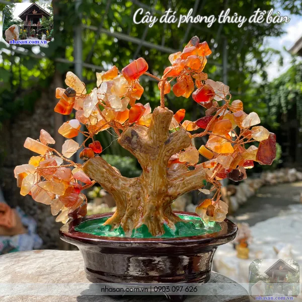 Cây đá phong thủy để bàn CTL3 nặng 340gr, kích thước cao 15.5cm x ngang 17cm