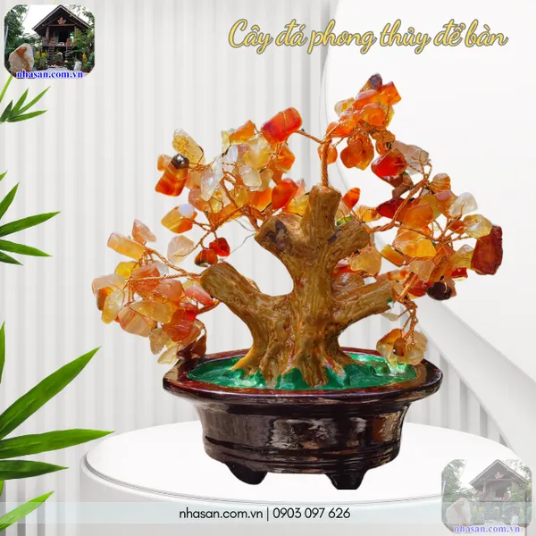 Cây đá phong thủy để bàn CTL3 nặng 340gr, kích thước cao 15.5cm x ngang 17cm