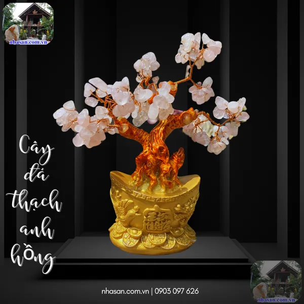 Cây đá thạch anh hồng CTL2 nặng 280gr, kích thước cao 18cm x ngang 16.5cm