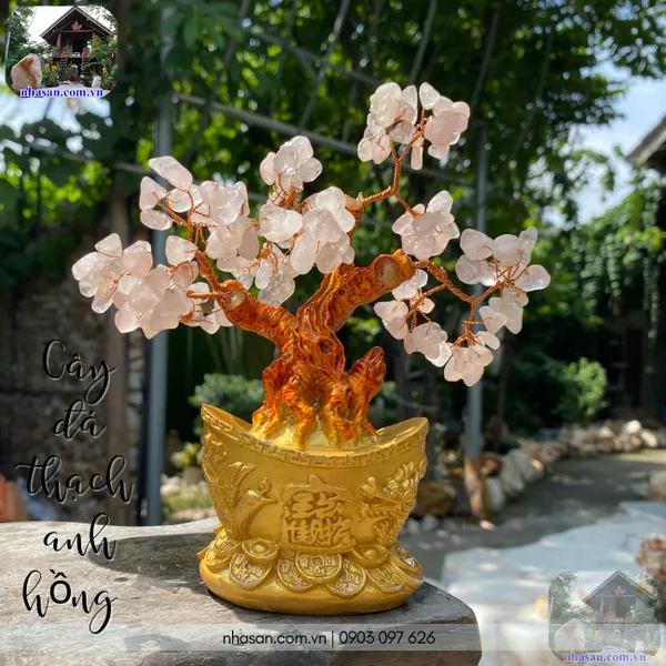 Cây đá thạch anh hồng CTL2 nặng 280gr, kích thước cao 18cm x ngang 16.5cm