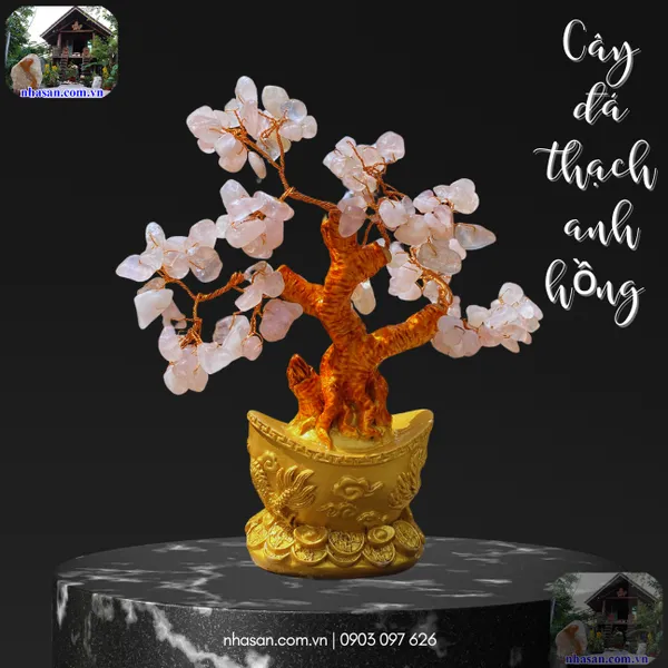 Cây đá thạch anh hồng CTL2 nặng 280gr, kích thước cao 18cm x ngang 16.5cm