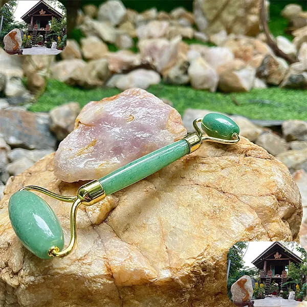 Cây Lăn Mặt Massagge Đá Thạch Anh Xanh
