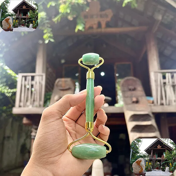 Cây Lăn Mặt Massagge Đá Thạch Anh Xanh