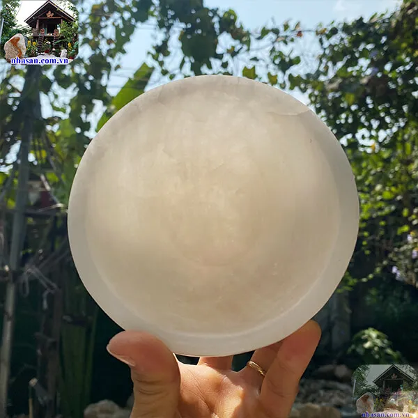Bát đá thạch anh trắng 880gr-13cm B60