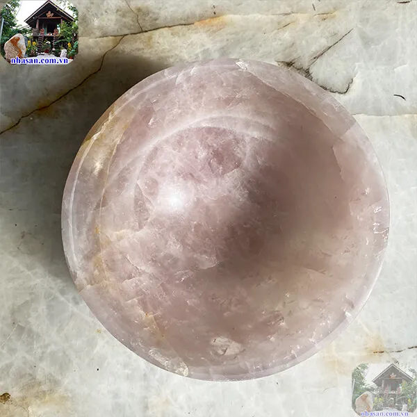 Bát đá thạch anh hồng 0.9kg-14.5cm B18