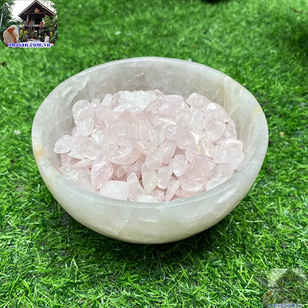 Bát đá thạch anh hồng 1.1kg-14cm B16