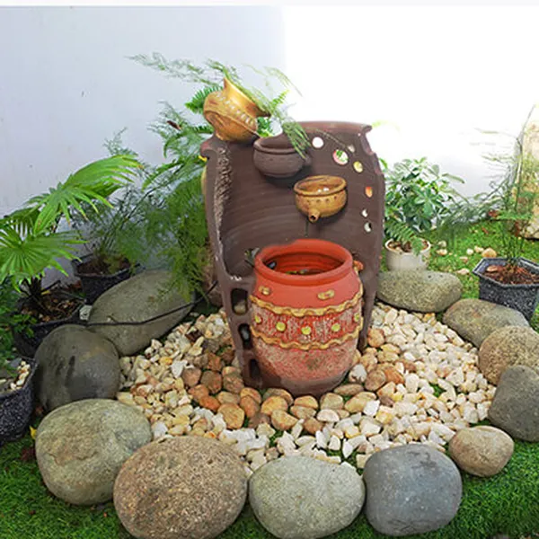 Chum nước tiểu cảnh đá phong thủy trang trí sân vườn trước nhà mang nét đẹp dân dã mộc mạc TC30