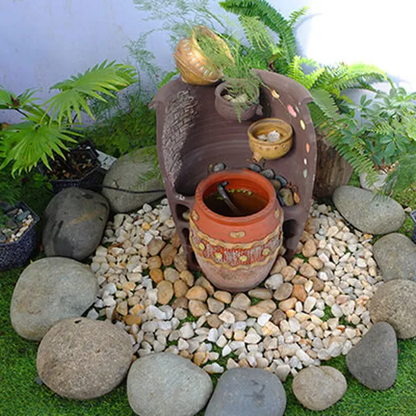 Chum nước tiểu cảnh đá phong thủy trang trí sân vườn trước nhà mang nét đẹp dân dã mộc mạc TC30
