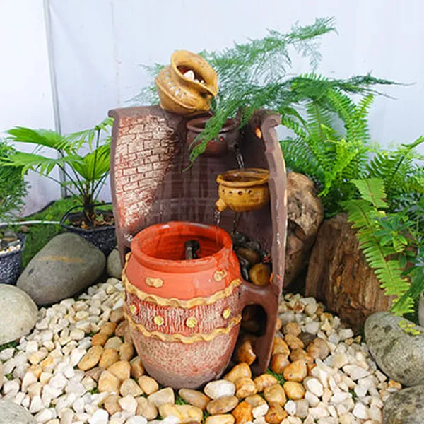 Chum nước tiểu cảnh đá phong thủy trang trí sân vườn trước nhà mang nét đẹp dân dã mộc mạc TC30