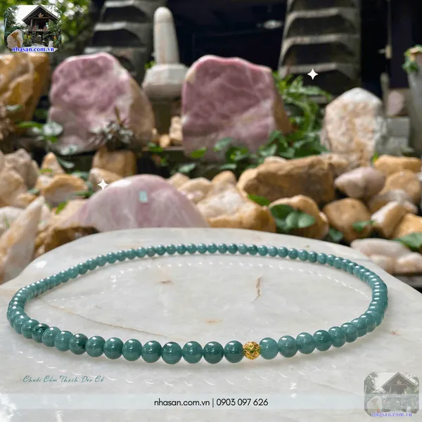 Chuỗi cẩm thạch đeo cổ 8ly (79 hạt) mix charm