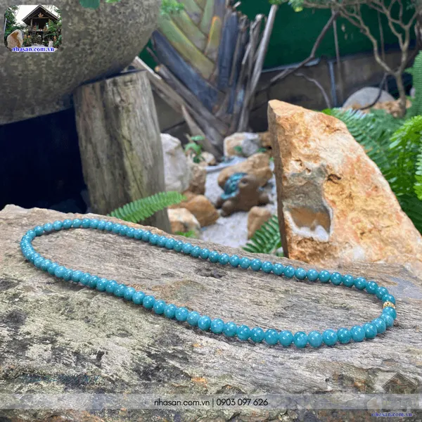 Chuỗi cẩm thạch đeo cổ 8ly (79 hạt) mix charm