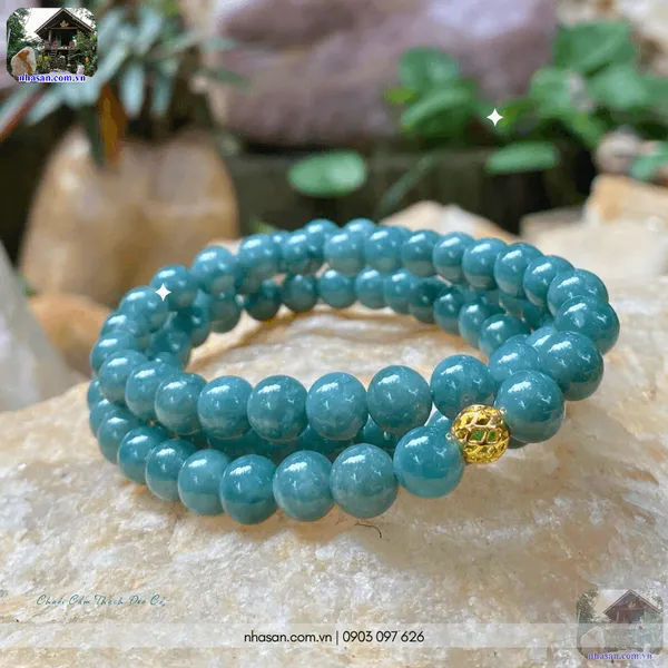 Chuỗi cẩm thạch đeo cổ 8ly (79 hạt) mix charm