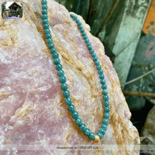 Chuỗi cẩm thạch đeo cổ 8ly (88 hạt) mix charm