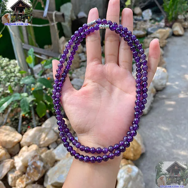 Chuỗi vòng cổ đá thạch anh tím tự nhiên - VC01