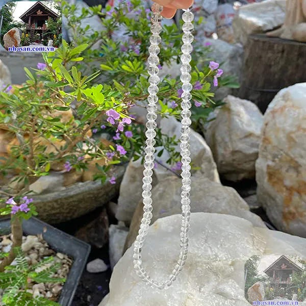 Chuỗi vòng cổ đá thạch anh trắng 7ly - VC06