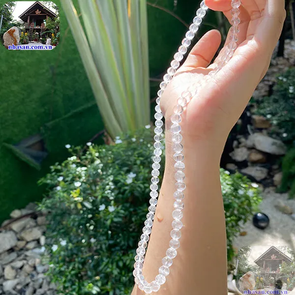 Chuỗi vòng cổ đá thạch anh trắng 7ly - VC06