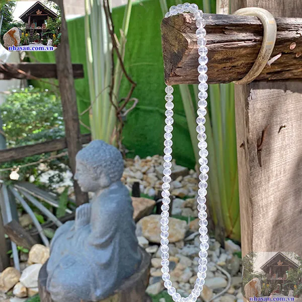 Chuỗi vòng cổ đá thạch anh trắng 7ly - VC06