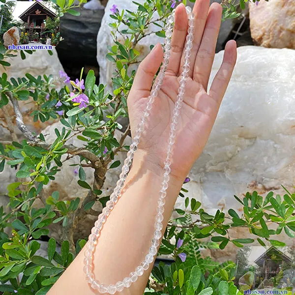 Chuỗi vòng cổ đá thạch anh trắng 7ly - VC06