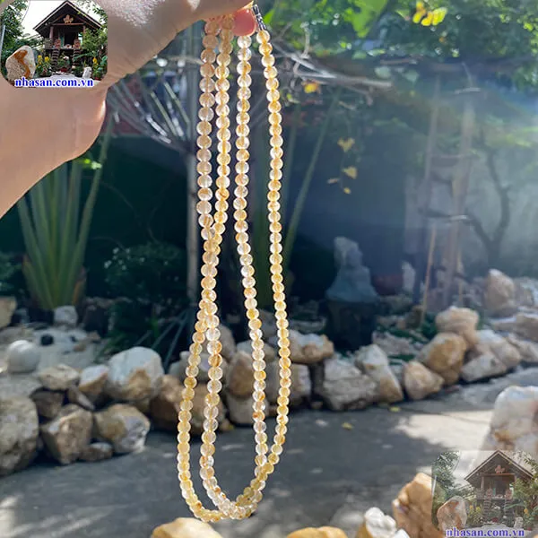 Chuỗi vòng cổ thạch anh tóc vàng 6 ly thiên nhiên - VC05