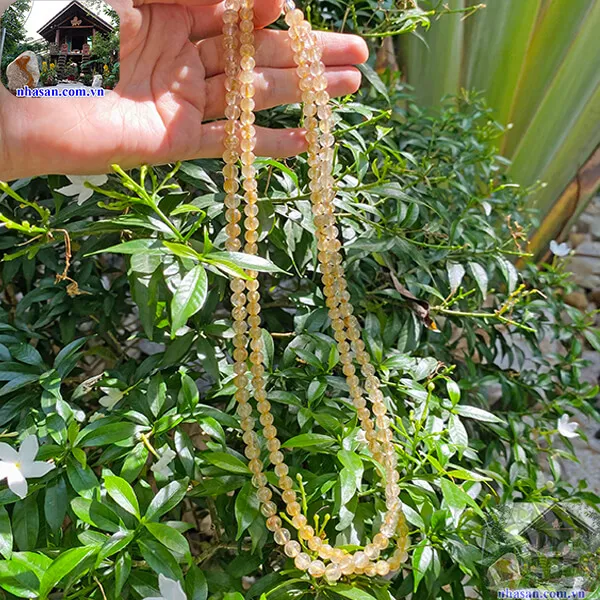 Chuỗi vòng cổ thạch anh tóc vàng 6 ly thiên nhiên - VC05