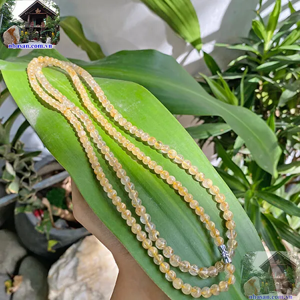 Chuỗi vòng cổ thạch anh tóc vàng 6 ly thiên nhiên - VC05