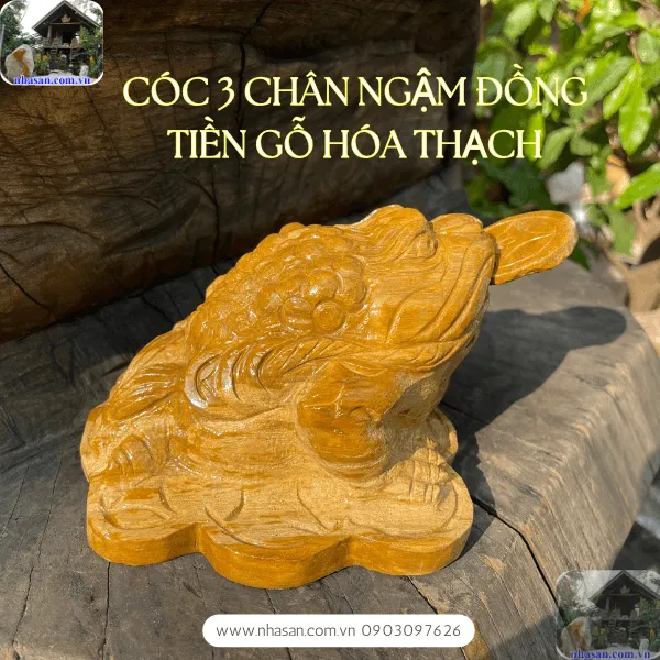 Cóc thiềm thừ gỗ hóa thạch - Linh vật kéo tài lộc, giữ tài vận