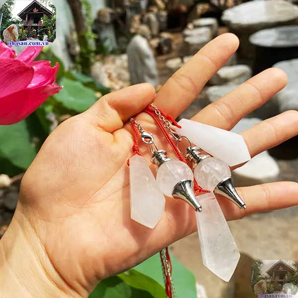 Con lắc cảm xạ đá thạch anh trắng