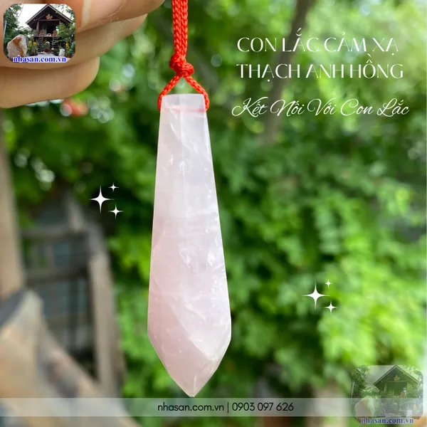Con lắc cảm xạ thạch anh hồng Size lớn