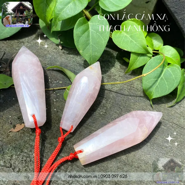 Con lắc cảm xạ thạch anh hồng Size lớn