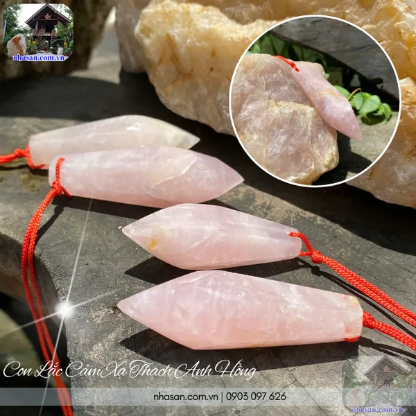 Con lắc cảm xạ thạch anh hồng Size lớn