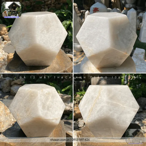 Đá 12 mặt thạch anh trắng 10kg - 21cm - QC1457